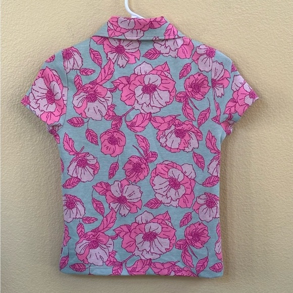 Maeve By Anthropologie 1/2 Zip Floral Short Sleeve Top Size Extra Small EUC! - Picture 9 of 10